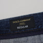 Dolce & Gabbana Blue Wash Cotton Regular Denim Jeans Pants