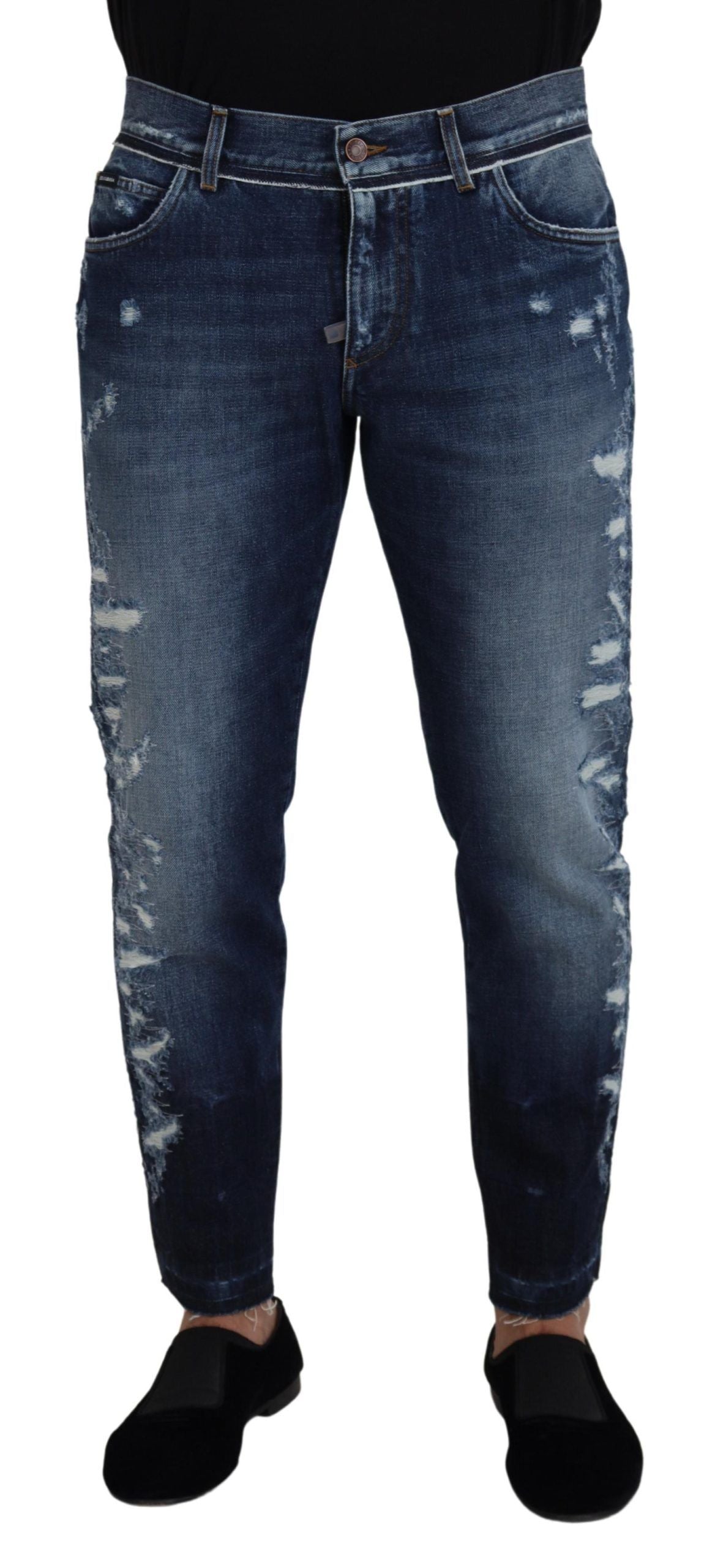 Dolce & Gabbana Blue Wash Cotton Regular Denim Jeans Pants