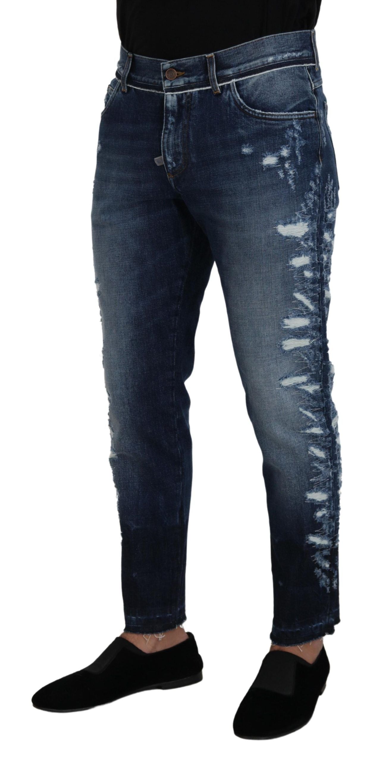 Dolce & Gabbana Blue Wash Cotton Regular Denim Jeans Pants