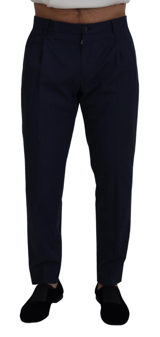 Dolce & Gabbana Blue Cotton Slim Trousers Chinos Pants