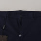 Dolce & Gabbana Blue Linen Cotton Slim Trousers Chinos Pants