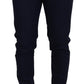 Dolce & Gabbana Blue Linen Cotton Slim Trousers Chinos Pants