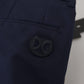 Dolce & Gabbana Blue Linen Cotton Slim Trousers Chinos Pants