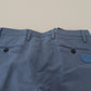 Dolce & Gabbana Blue Linen Cotton Slim Trousers Chinos Pants