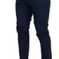 Dolce & Gabbana Blue Stretch Cotton Slim Trousers Chinos Pants