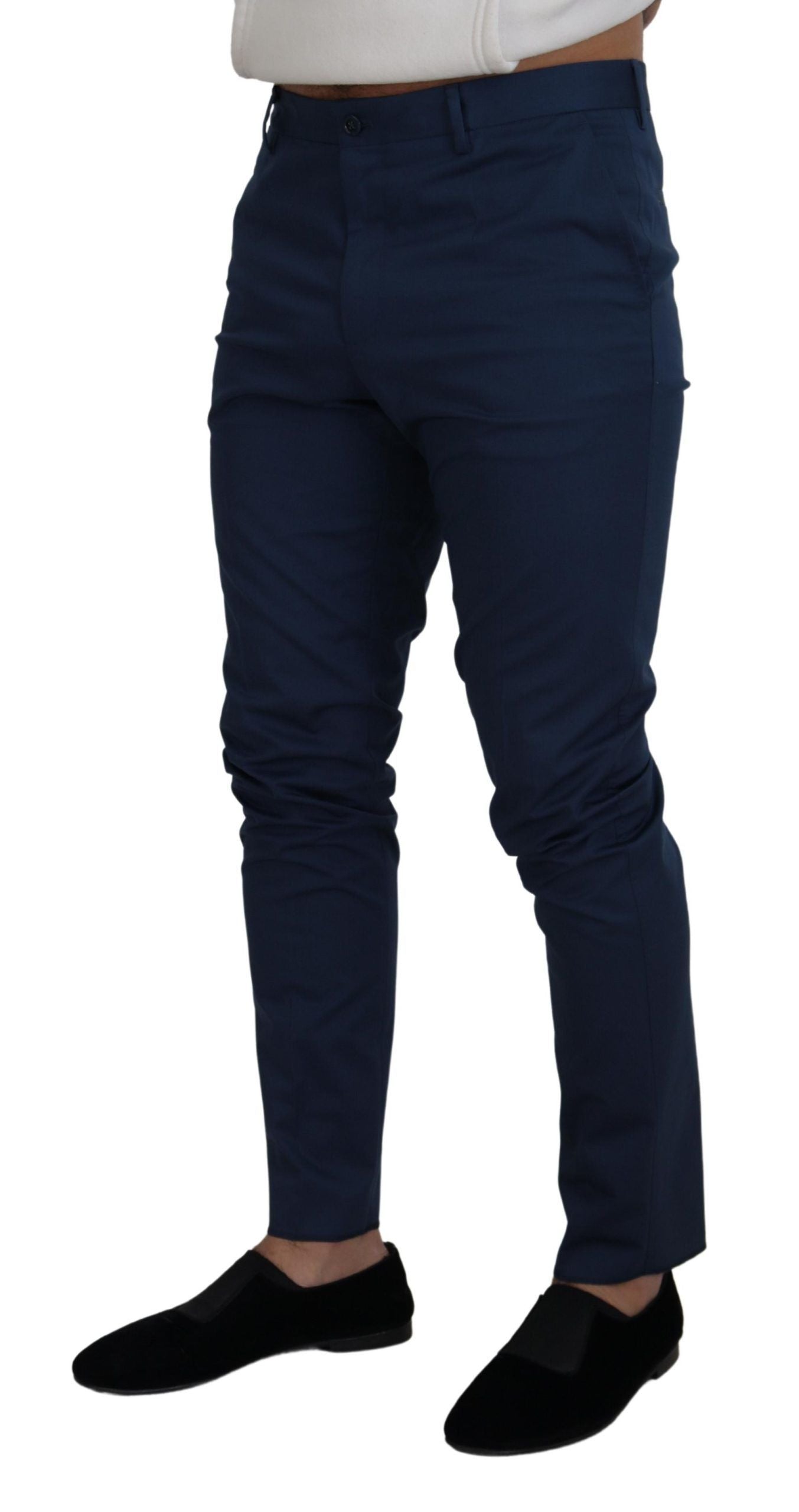 Dolce & Gabbana Blue Stretch Cotton Slim Trousers Chinos Pants