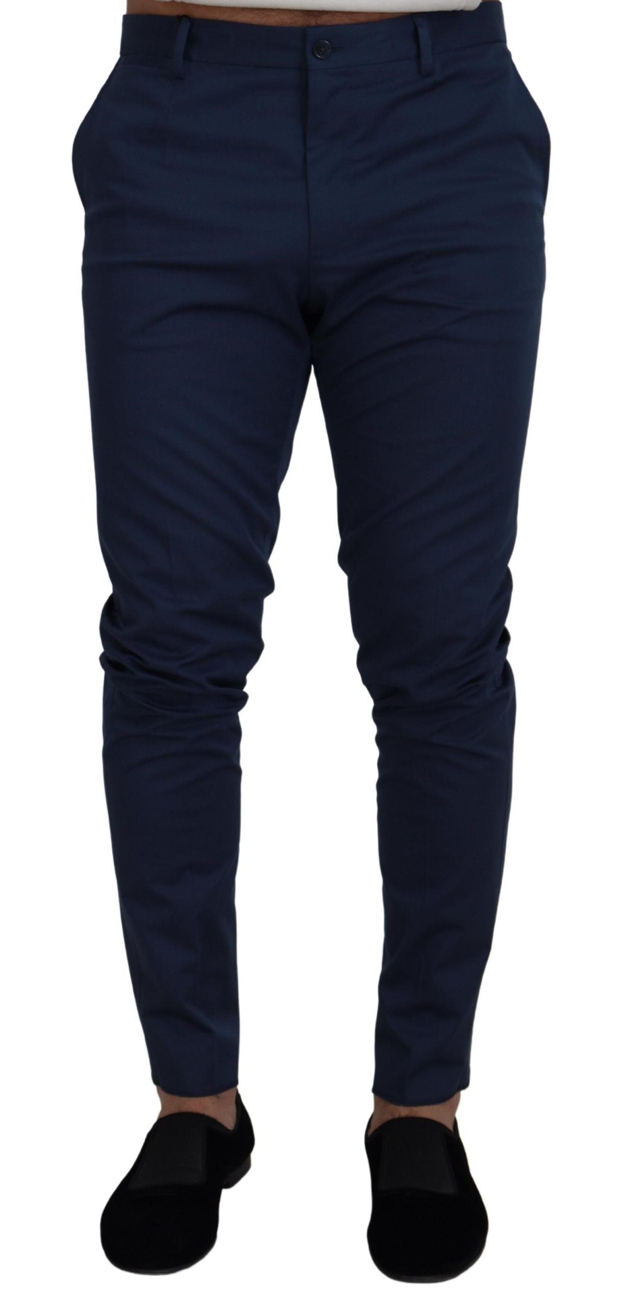 Dolce & Gabbana Blue Stretch Cotton Slim Trousers Chinos Pants