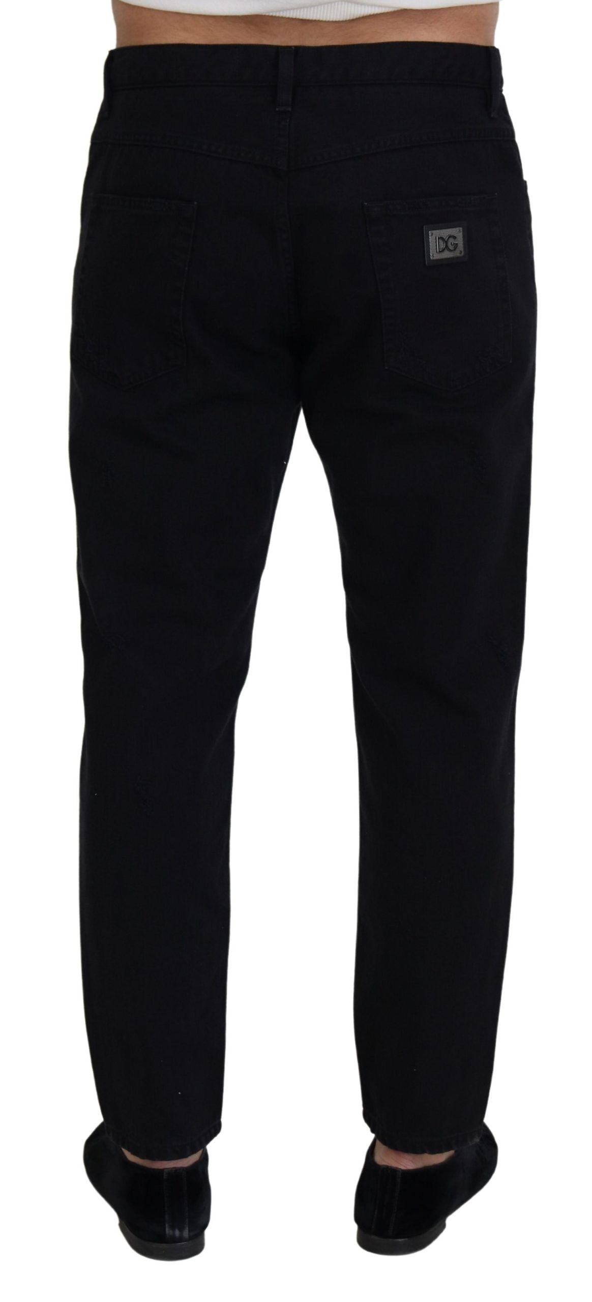 Dolce & Gabbana Black Loose Regular Torn Cotton Jeans