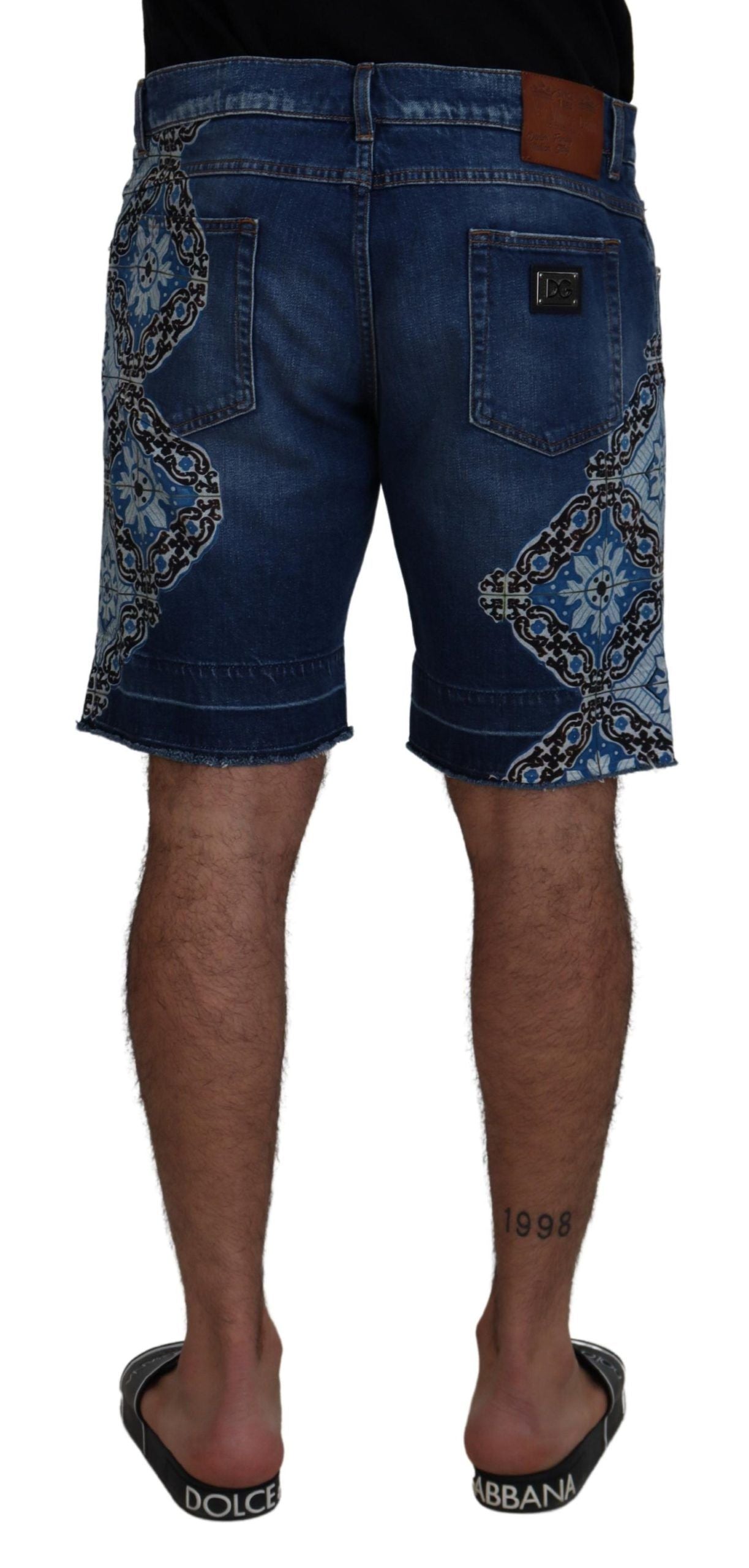 Dolce & Gabbana Blue Denim Cotton Stretch Majolica Shorts