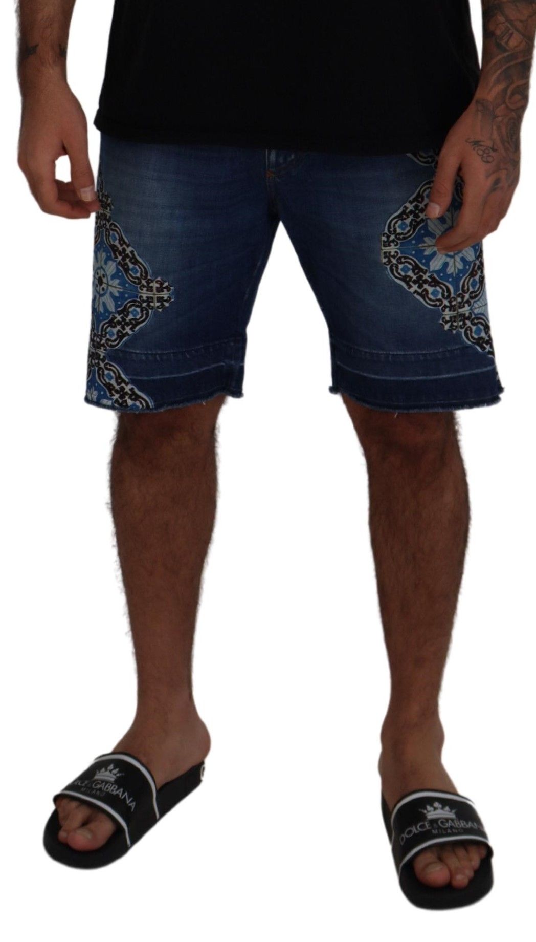 Dolce & Gabbana Blue Denim Cotton Stretch Majolica Shorts