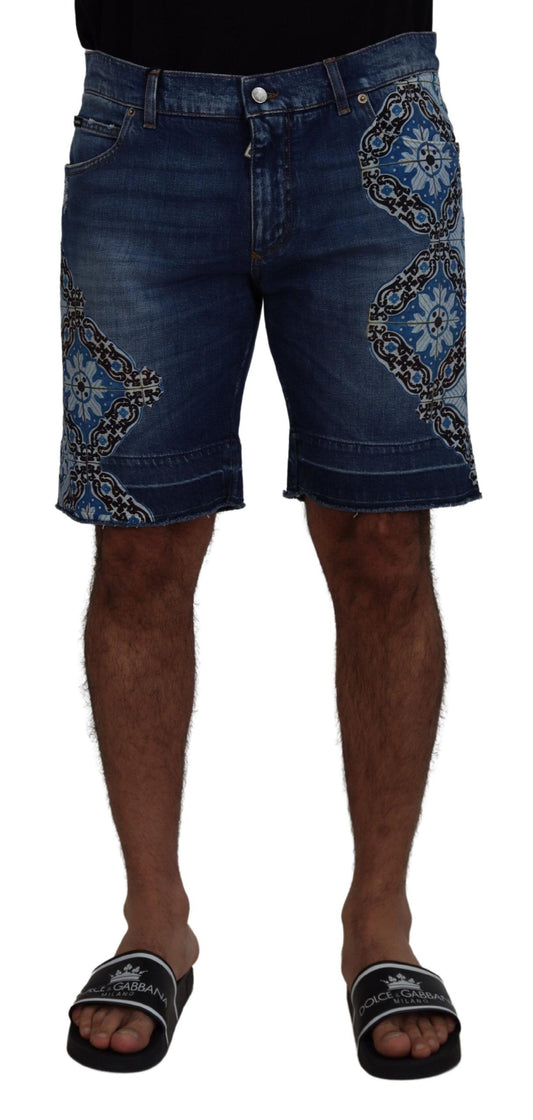 Dolce & Gabbana Blue Denim Cotton Stretch Majolica Shorts