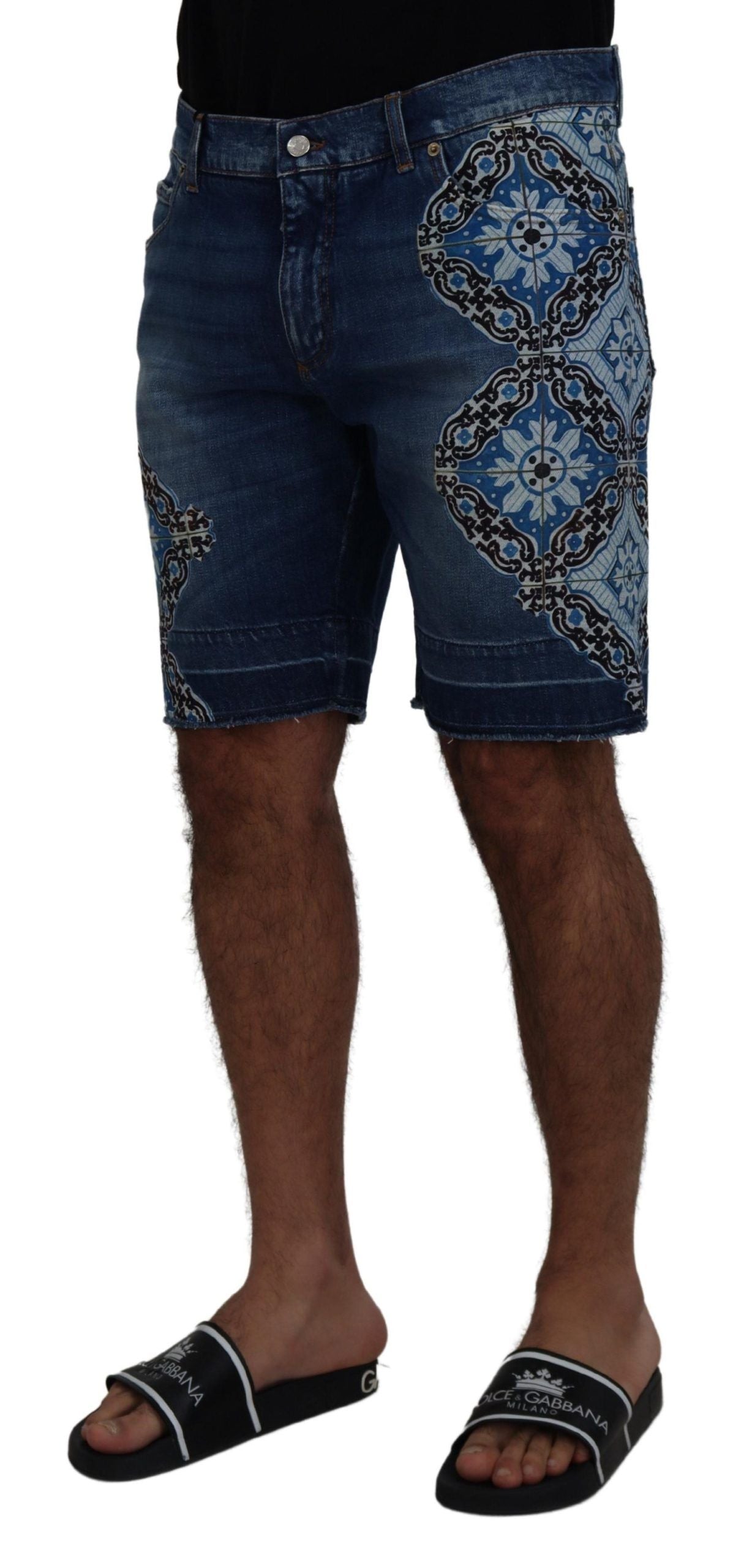 Dolce & Gabbana Blue Denim Cotton Stretch Majolica Shorts