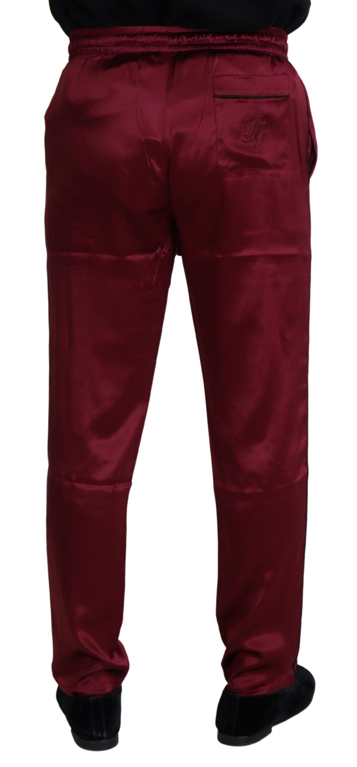 Dolce & Gabbana Bordeaux Silk DG Sleep Lounge Pants