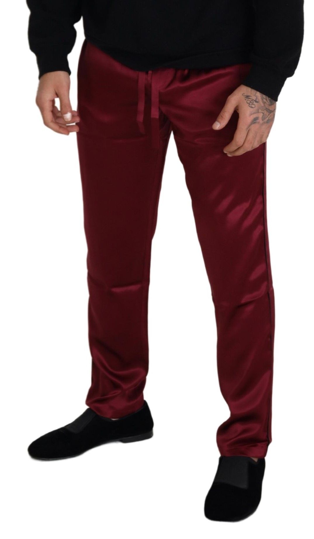 Dolce & Gabbana Bordeaux Silk DG Sleep Lounge Pants