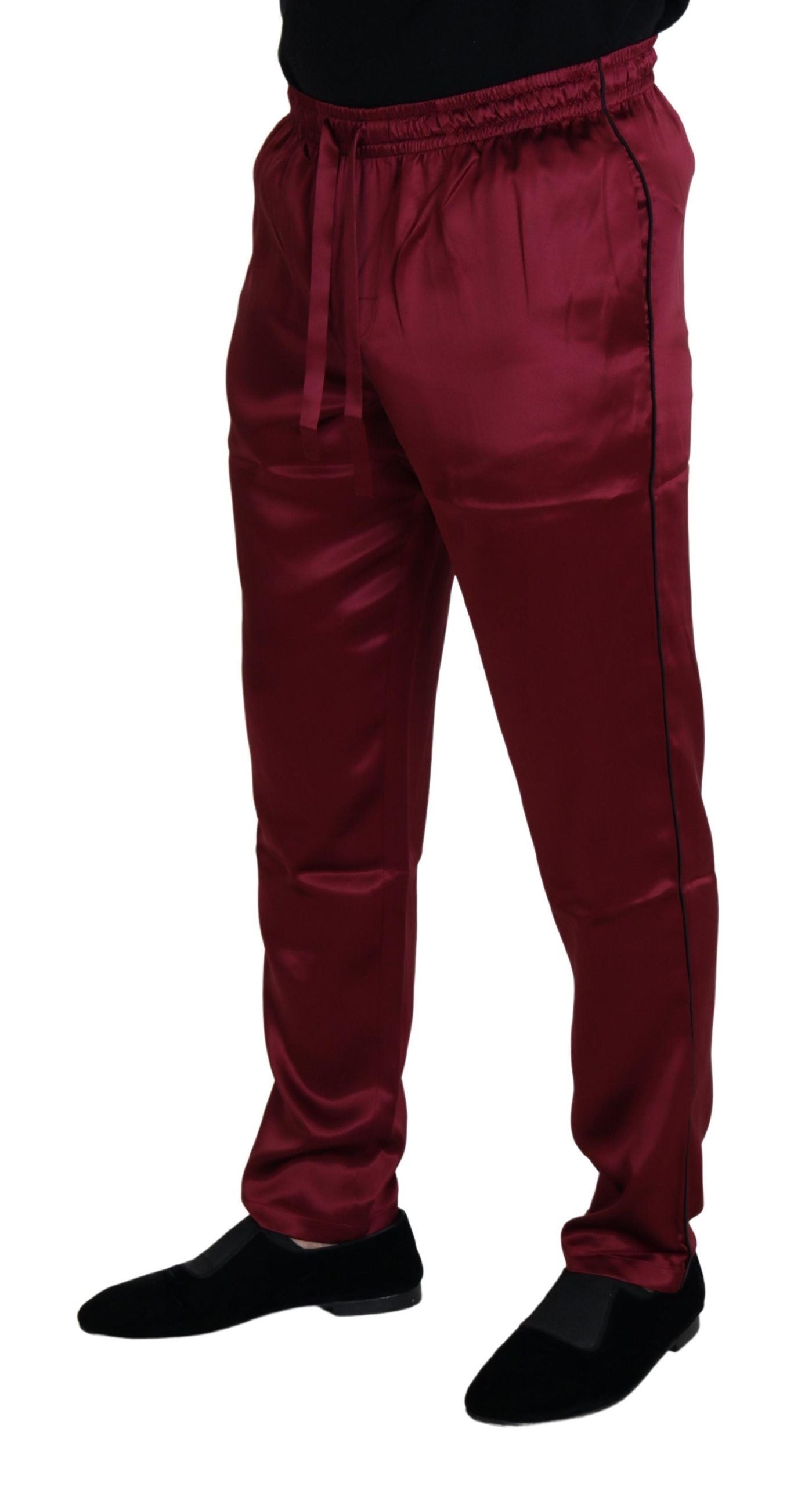 Dolce & Gabbana Bordeaux Silk DG Sleep Lounge Pants