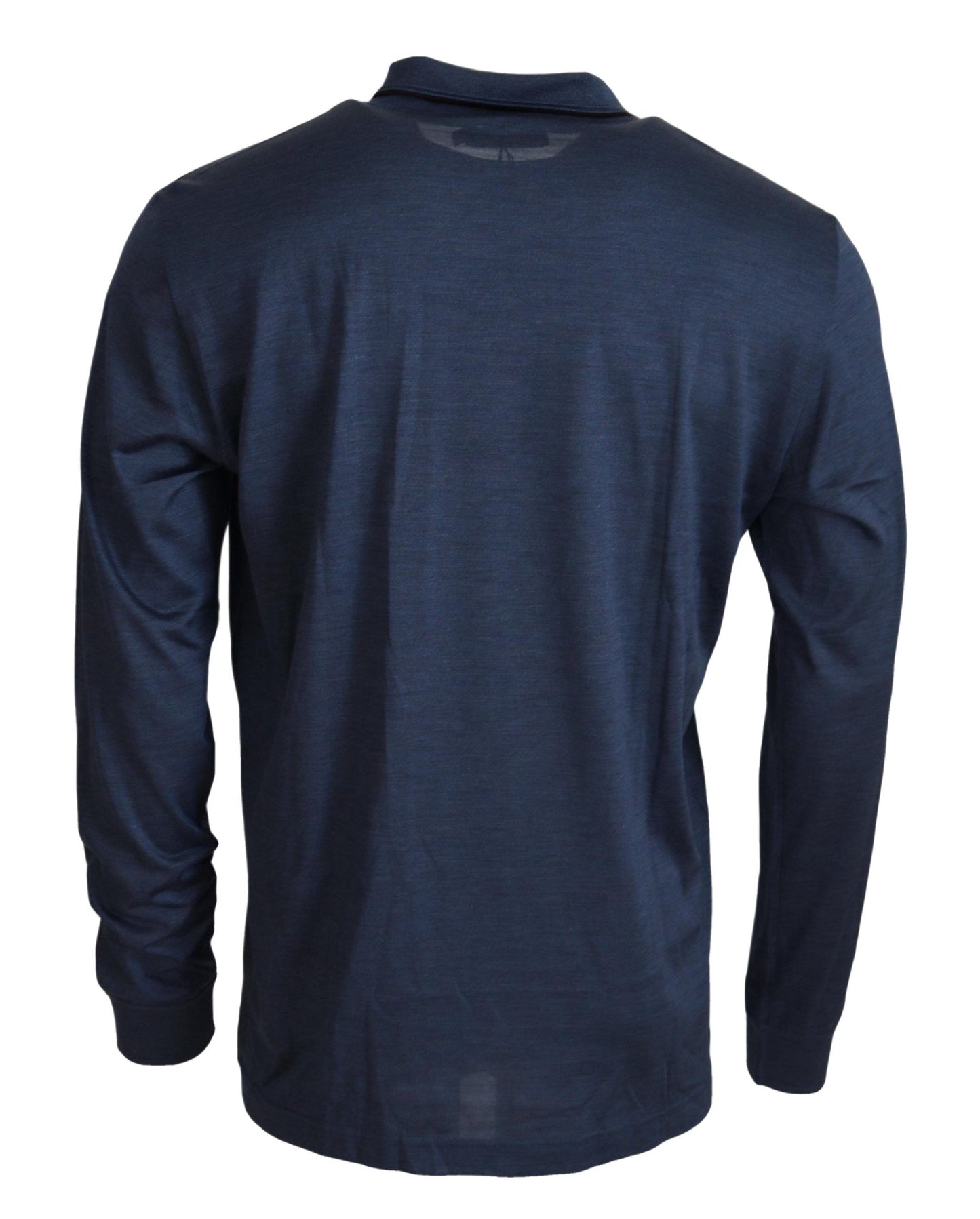 Dolce & Gabbana BLue Silk Polo Long Sleeve Pullover Sweater