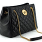 Versace Black Quilted Nappa Leather Medusa Tote Handbag