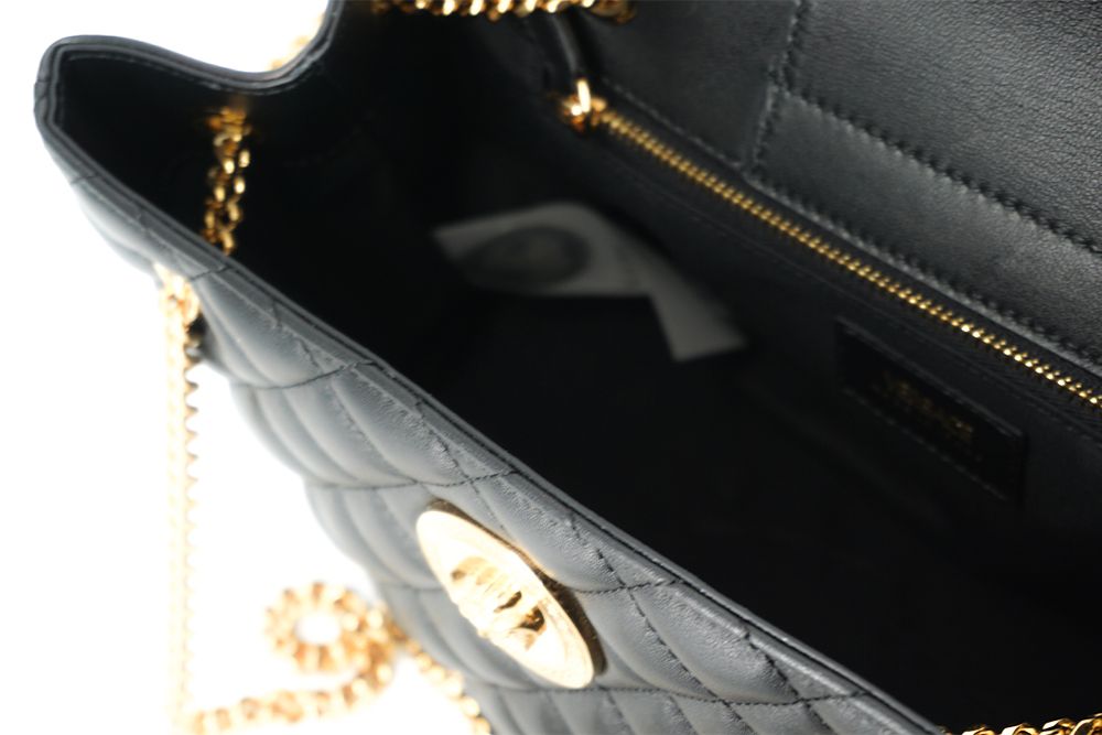 Versace Black Quilted Nappa Leather Medusa Tote Handbag