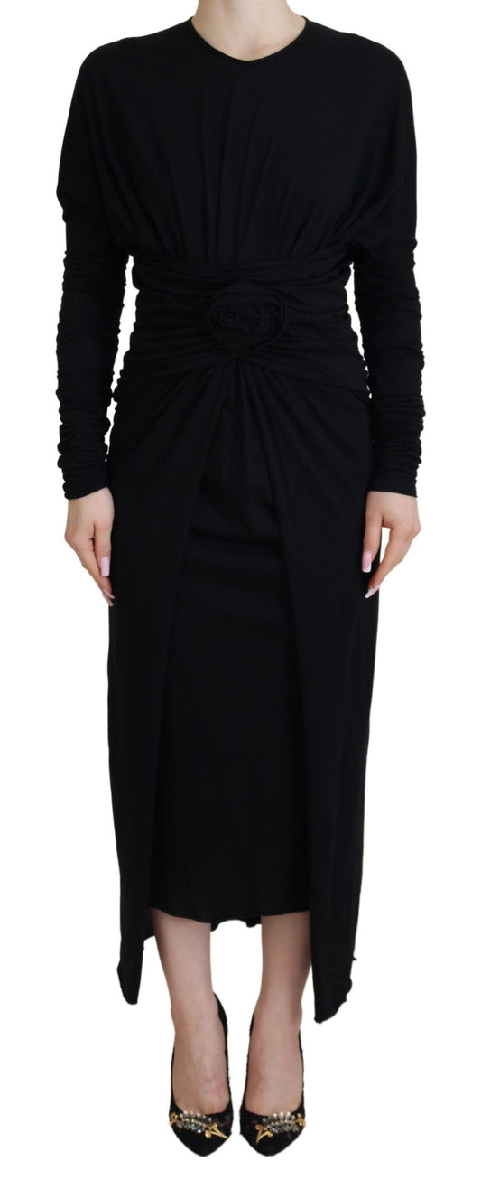 Dolce & Gabbana Elegant Black Wrap Dress