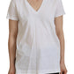 Dolce & Gabbana White Short Sleeve V-neck Cotton Top Blouse T-shirt