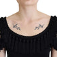 Dolce & Gabbana Black Tassel Open Shoulder Blouse