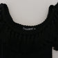 Dolce & Gabbana Black Tassel Open Shoulder Blouse