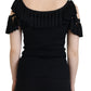 Dolce & Gabbana Black Tassel Open Shoulder Blouse