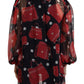 Dolce & Gabbana Black Red Sicily Bag Silk Blouse