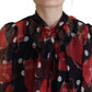 Dolce & Gabbana Black Red Sicily Bag Silk Blouse