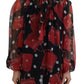 Dolce & Gabbana Black Red Sicily Bag Silk Blouse