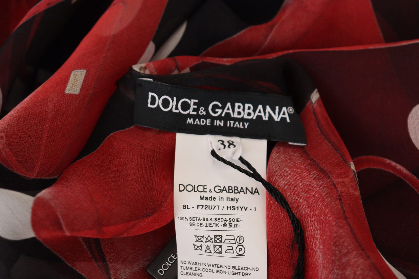 Dolce & Gabbana Black Red Sicily Bag Silk Blouse