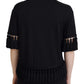 Dolce & Gabbana Black T-shirt Blouse Tassle Cotton Blouse