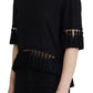 Dolce & Gabbana Black T-shirt Blouse Tassle Cotton Blouse