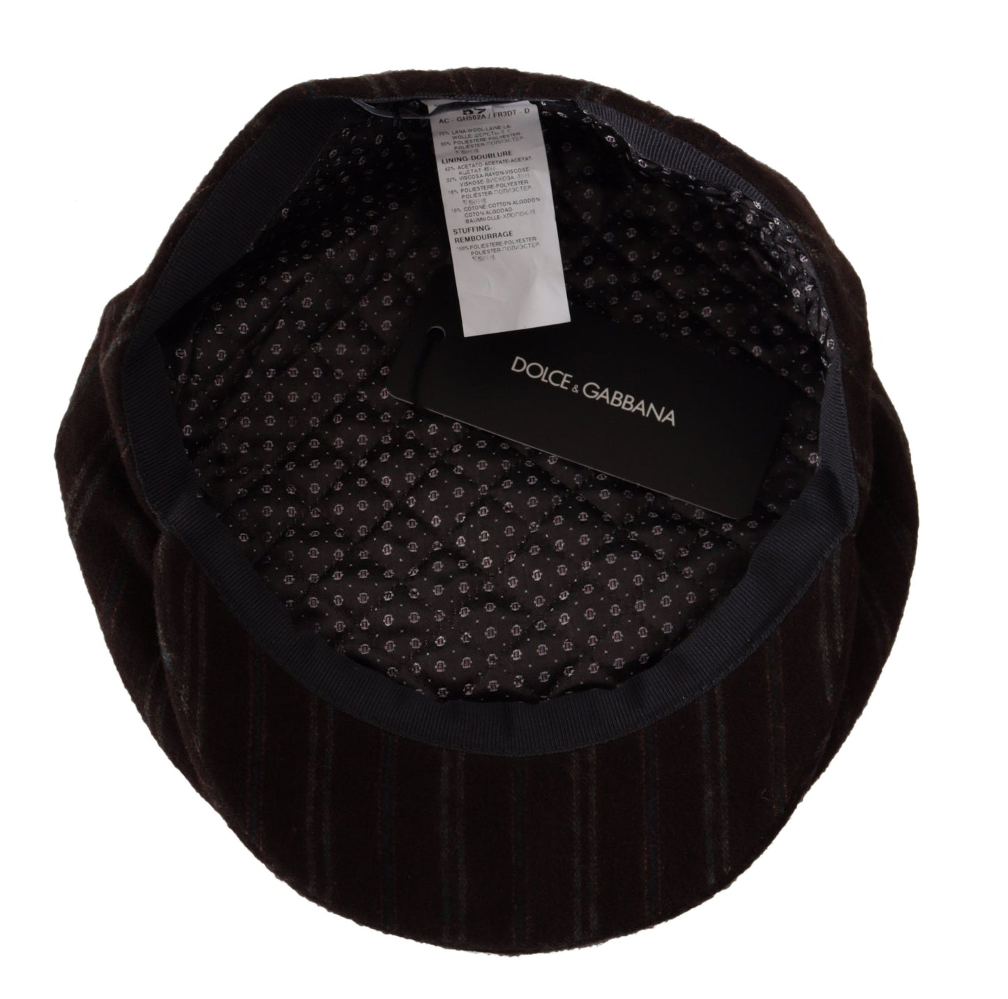 Dolce & Gabbana Elegant Striped Wool Blend Newsboy Cap