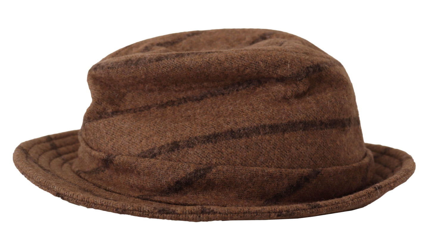 Dolce & Gabbana Brown Fedora Striped Print Summer Hat