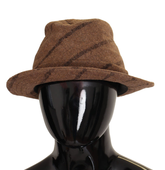 Dolce & Gabbana Brown Fedora Striped Print Summer Hat