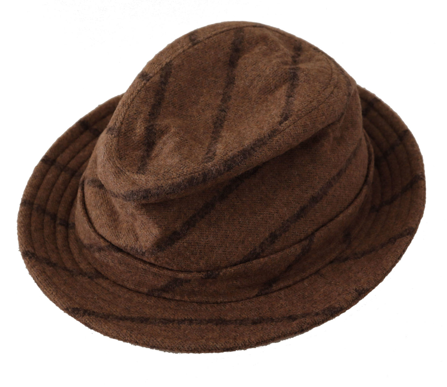 Dolce & Gabbana Brown Fedora Striped Print Summer Hat