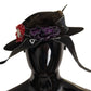 Dolce & Gabbana Black Lapil Crystal Heart Feather Brooch Fedora Hat