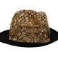 Dolce & Gabbana Gold Embellished Crystal Rhinestone Embroidered Fedora Hat