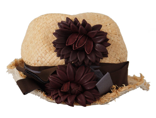 Dolce & Gabbana Yellow Ribbon Floral Embellished Straw Hat