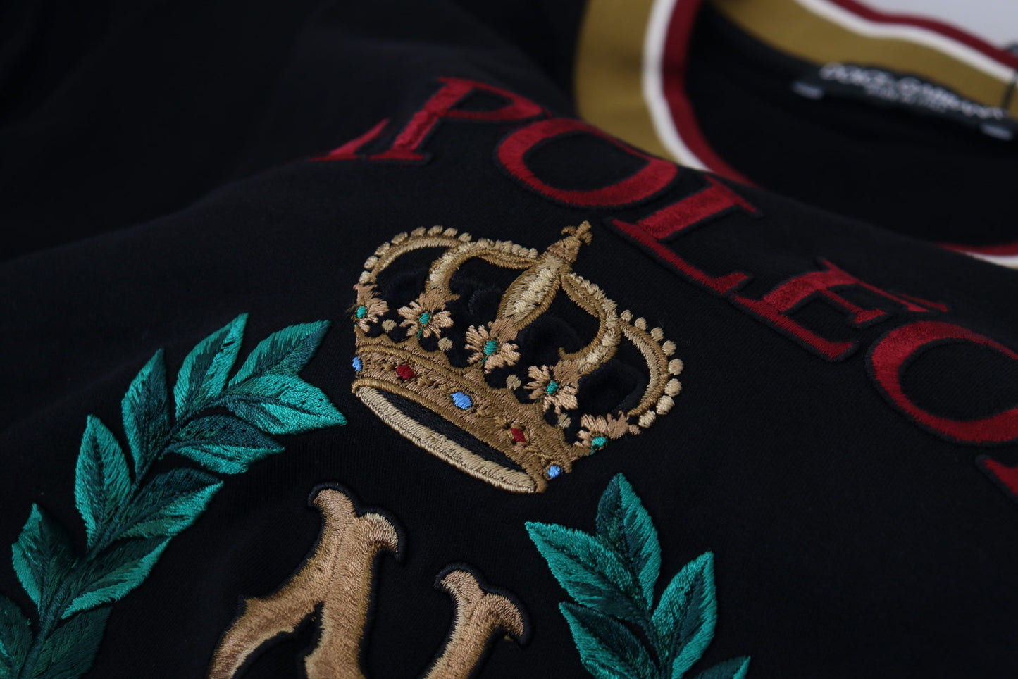 Dolce & Gabbana Black Cotton Embroidered Crewneck T-shirt