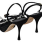 Dolce & Gabbana Black Suede Crystals Heels Sandals