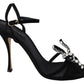 Dolce & Gabbana Black Suede Crystals Heels Sandals