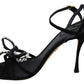 Dolce & Gabbana Black Suede Crystals Heels Sandals