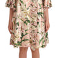 Dolce & Gabbana Elegant Floral Ruffled Silk Long Coat