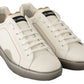 Dolce & Gabbana White Gold Leather Low Top Sneakers Casual Shoes