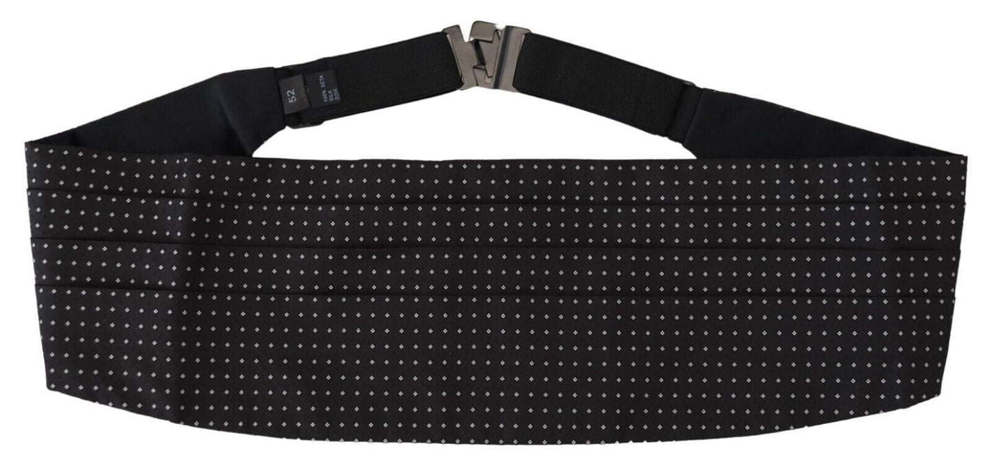 Dolce & Gabbana Black Polka Dot Wide Waist Men Belt Cummerband