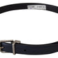 Dolce & Gabbana Blue Calf Leather Silver Tone Metal Buckle Belt