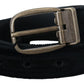 Dolce & Gabbana Black Velvet Leather Antique Metal Buckle