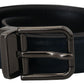 Dolce & Gabbana Blue Leather Silver Metal Buckle Vintage Belt